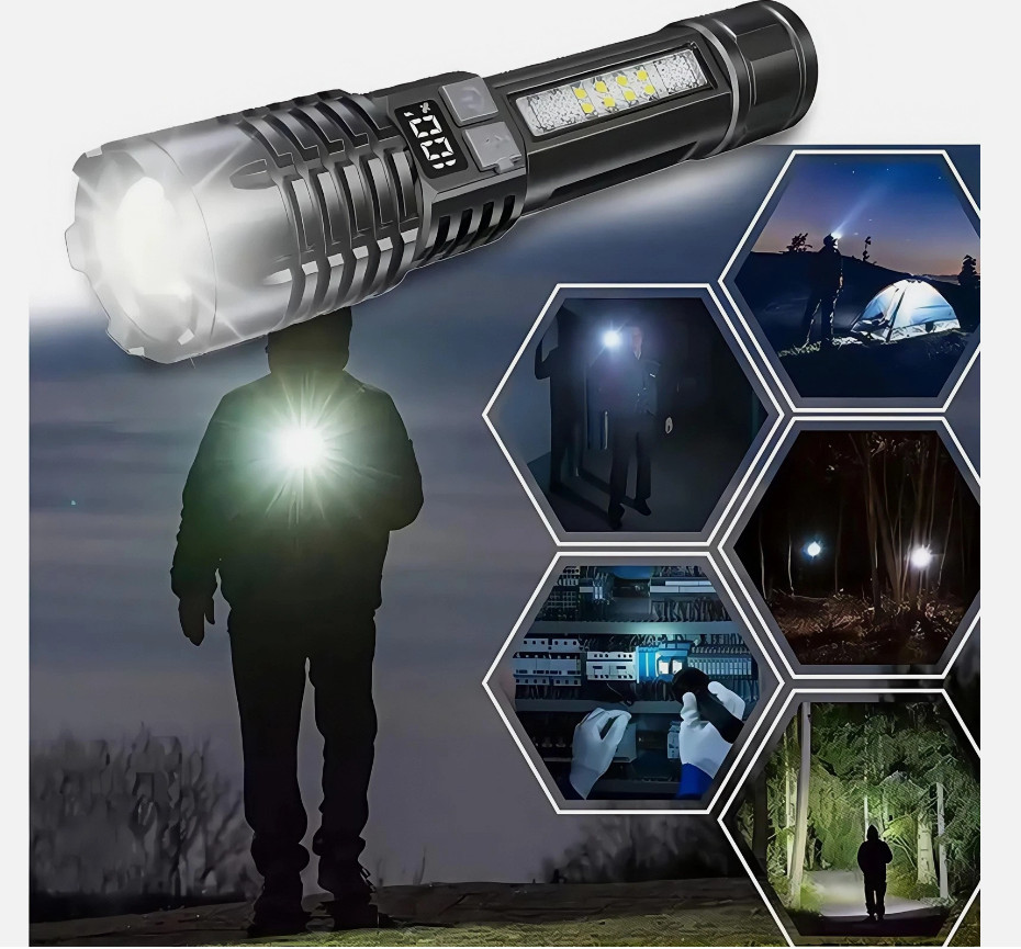 990000000 Lumen Super Bright LED Tactical Flashlight Rechargeable LED Work Light