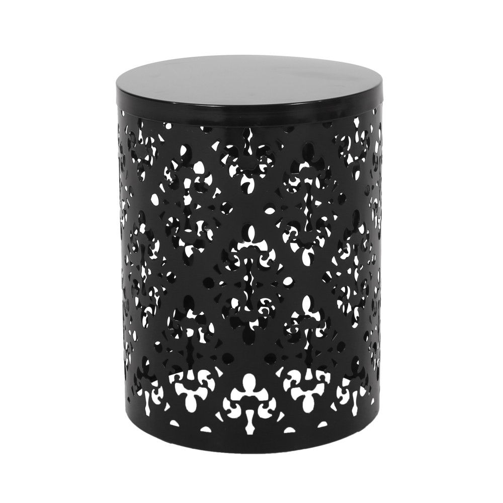 Modern Outdoor Side Table Set of 2, Navy Blue, Powder Coated Iron, No Cushions