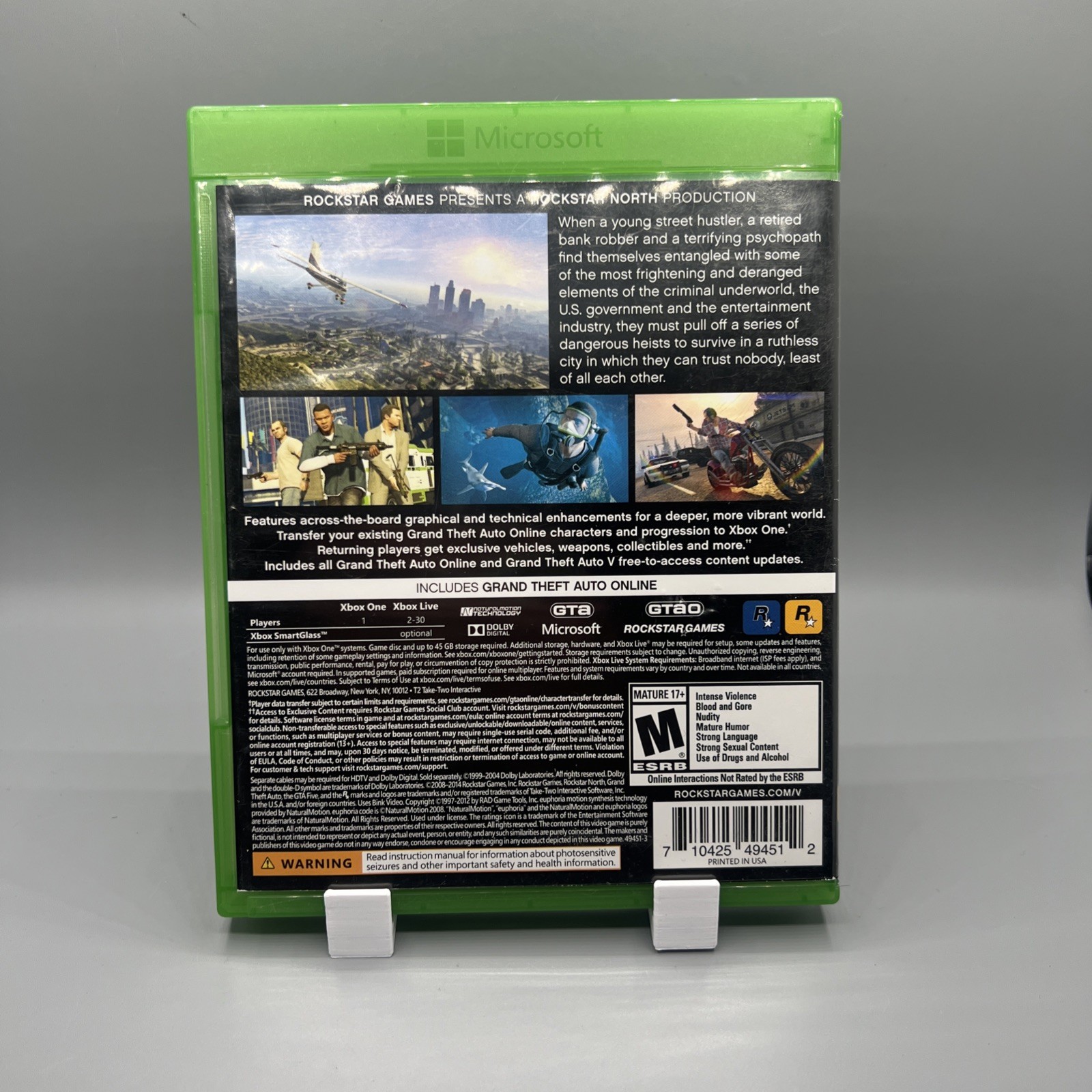 Grand Theft Auto V 5 GTA5 Microsoft Xbox One Case and Map only