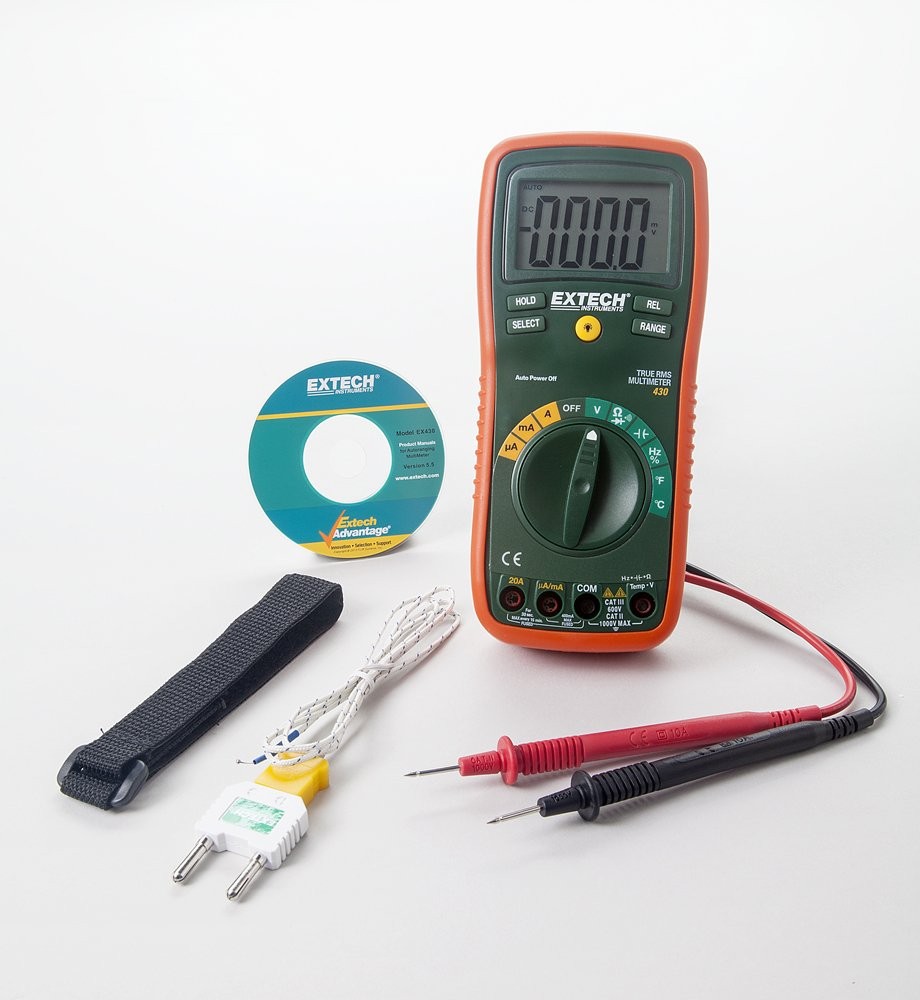 Extech by FLIR EX430A 11-Function True RMS Digital Multimeter with Type K Thermo