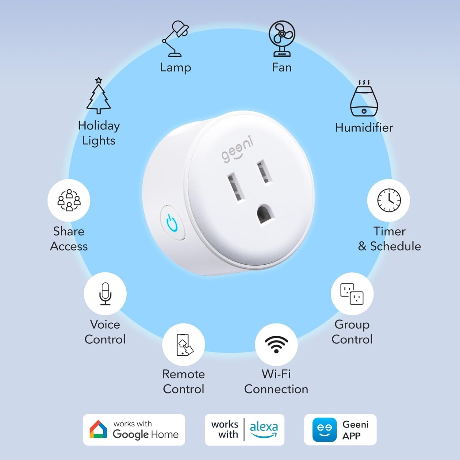 Geeni DOT Smart Wi-Fi Outlet Plug with Voice Control (2 Pack)