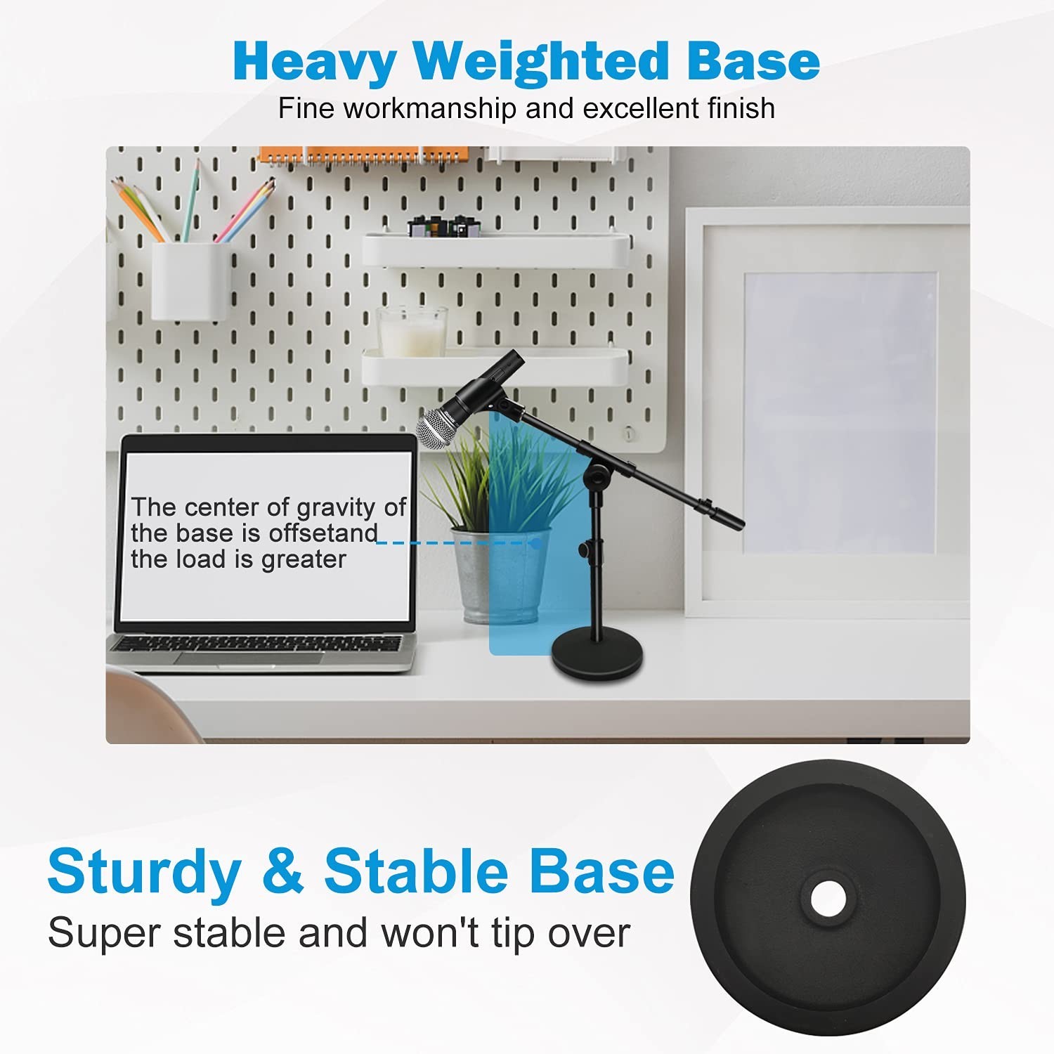 Adjustable Desktop Mic Stand, Desk Stand Tabletop Table Top Microphone Stand ...