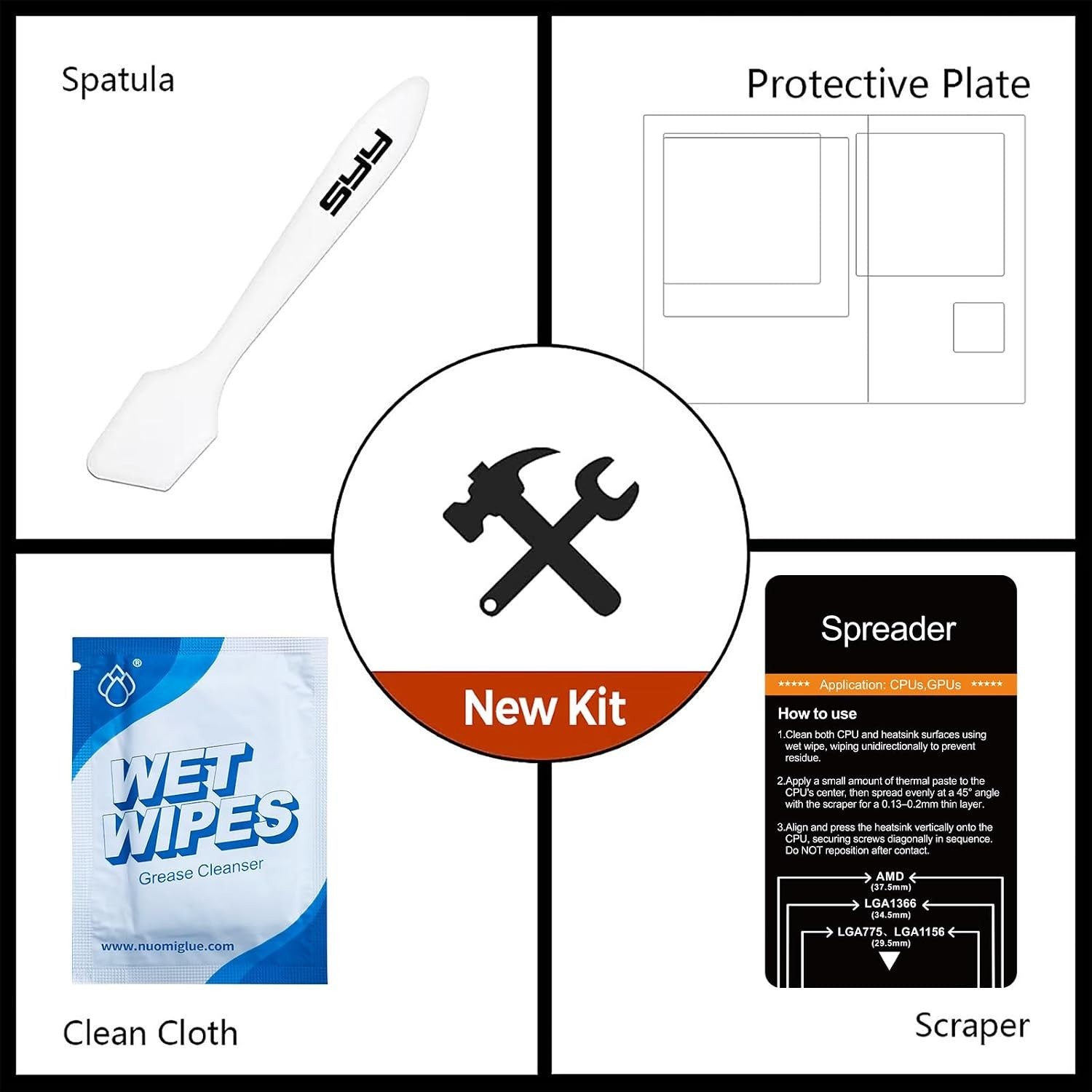 Thermal Paste with Tool kit, 10 Grams CPU Paste Thermal Compound Heatsink for...