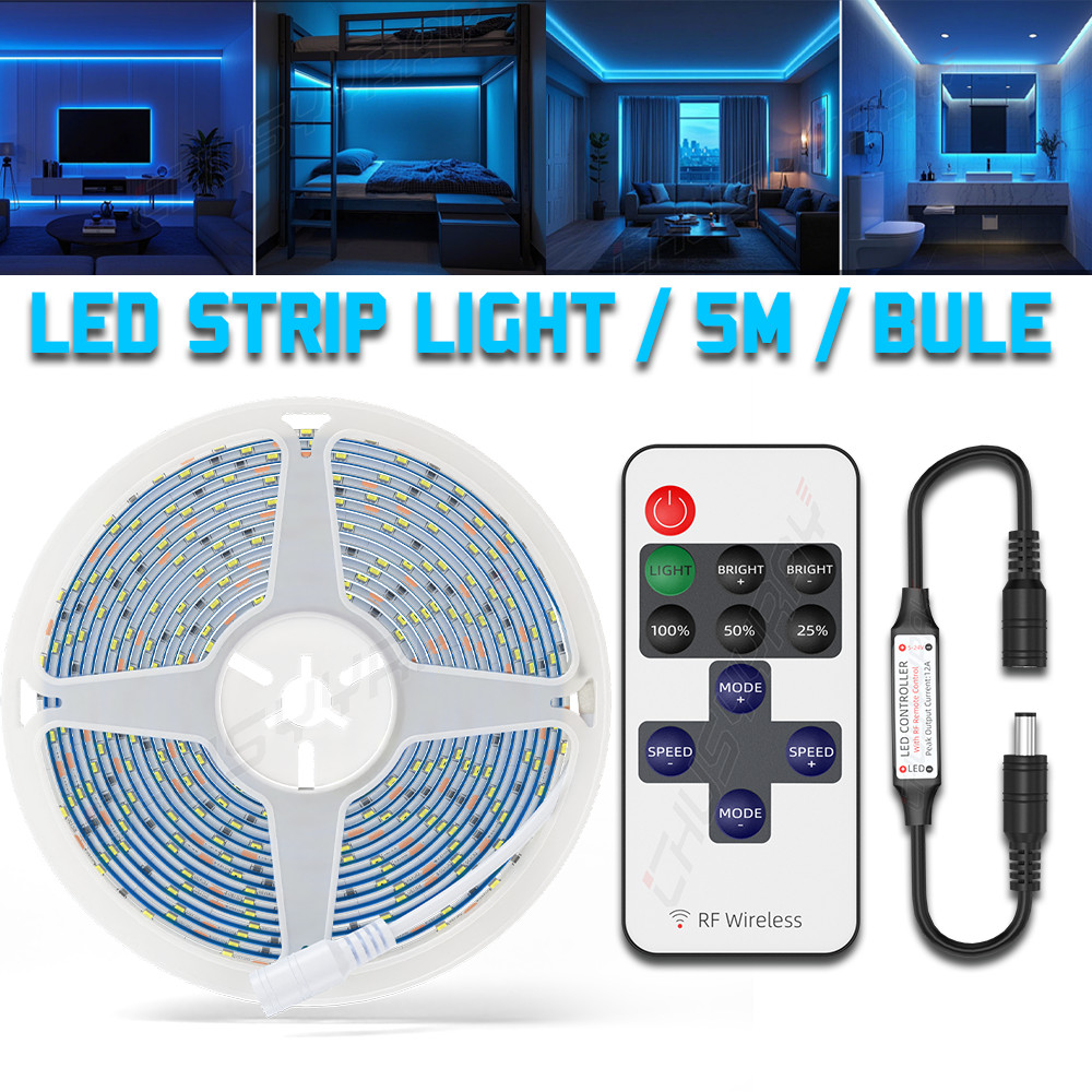 5M RV LED camper Awning Boat Light Set w/IR Remote Waterproof Light strip BLUE