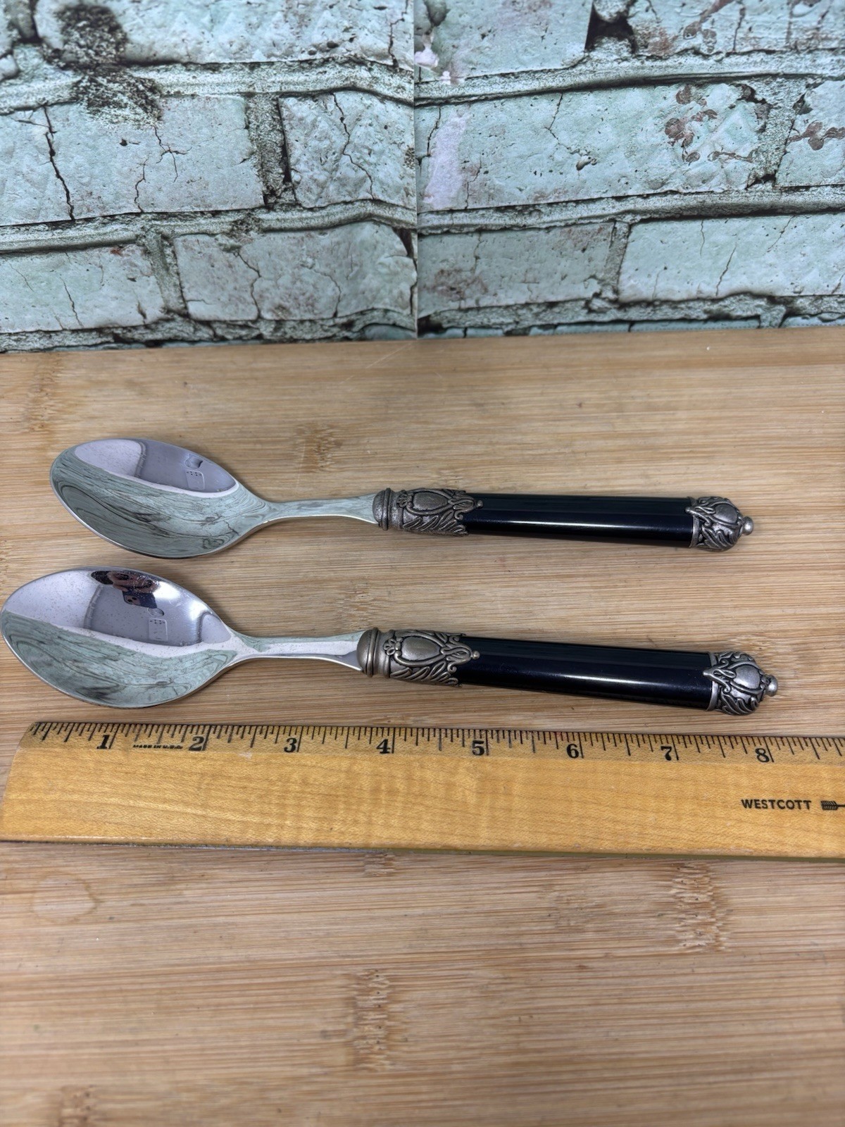 Home Essentials Renaissance Black Serving Spoons 18/10 Stainless Flatware, 2