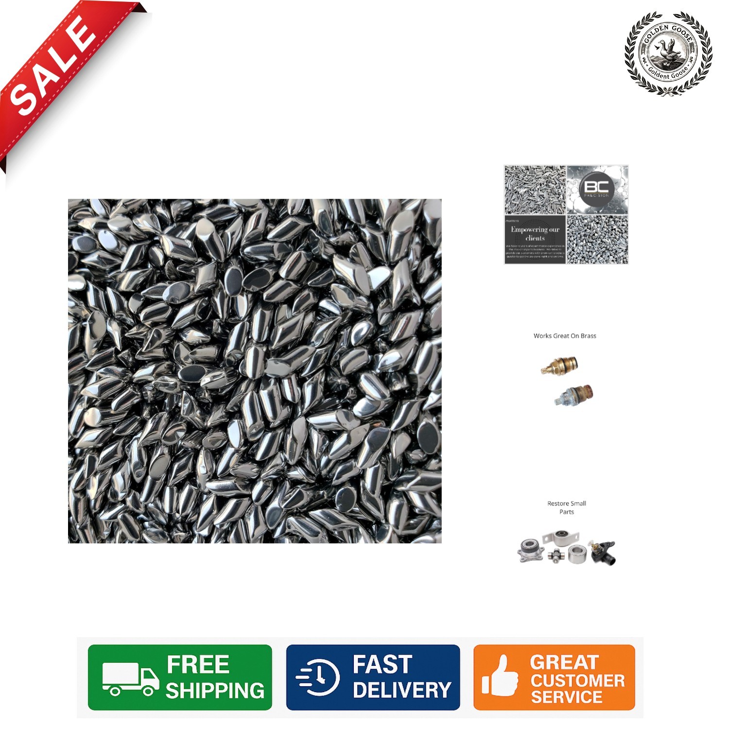 2 Lb Stainless Steel Diagonal Tumbling Media Shot for Jewelry & Metal Polishing
