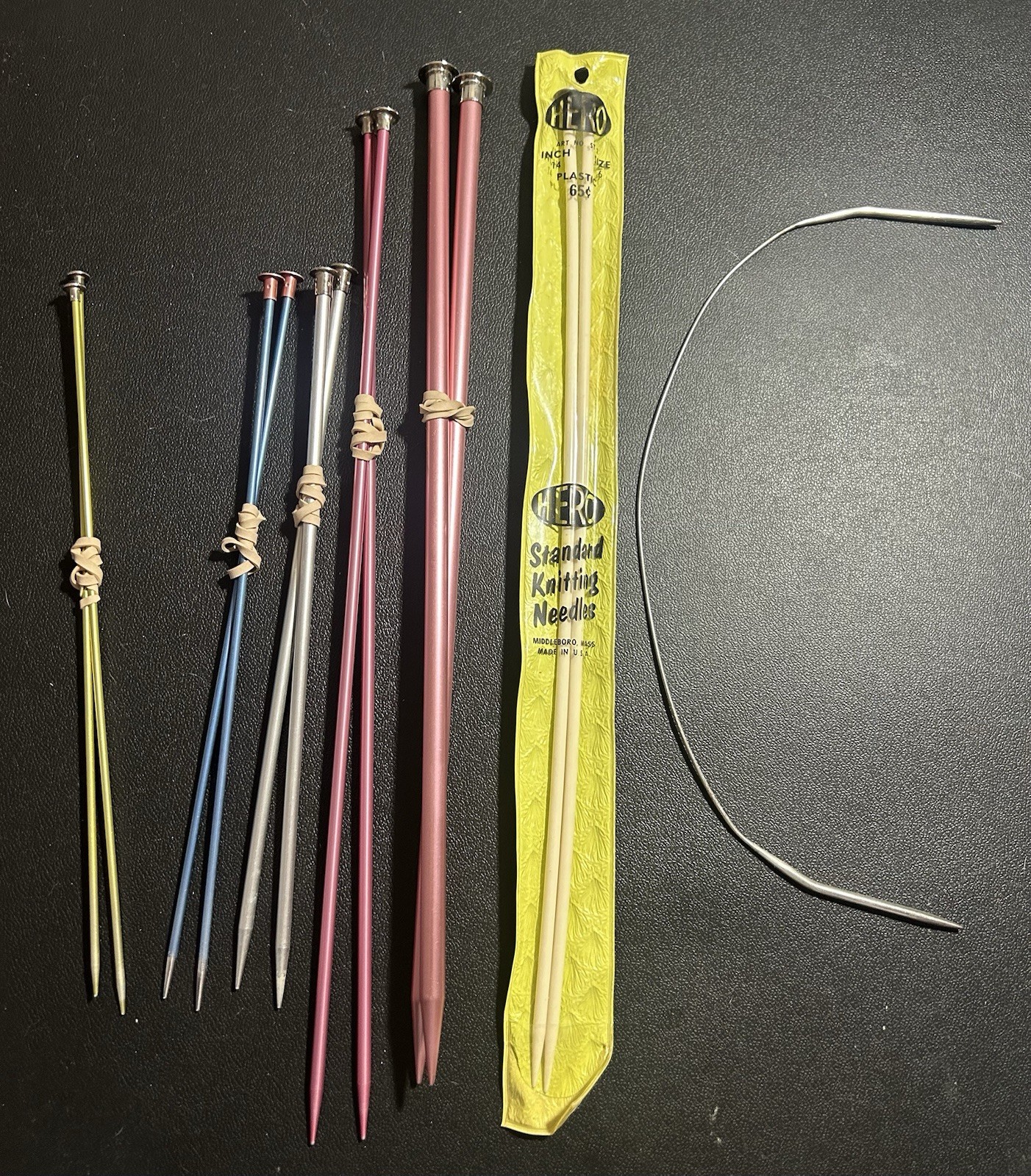 Vintage Knitting Needles Lot 7 Sets Hero Sizes 2,3,6,11,7,8 Circular Needle