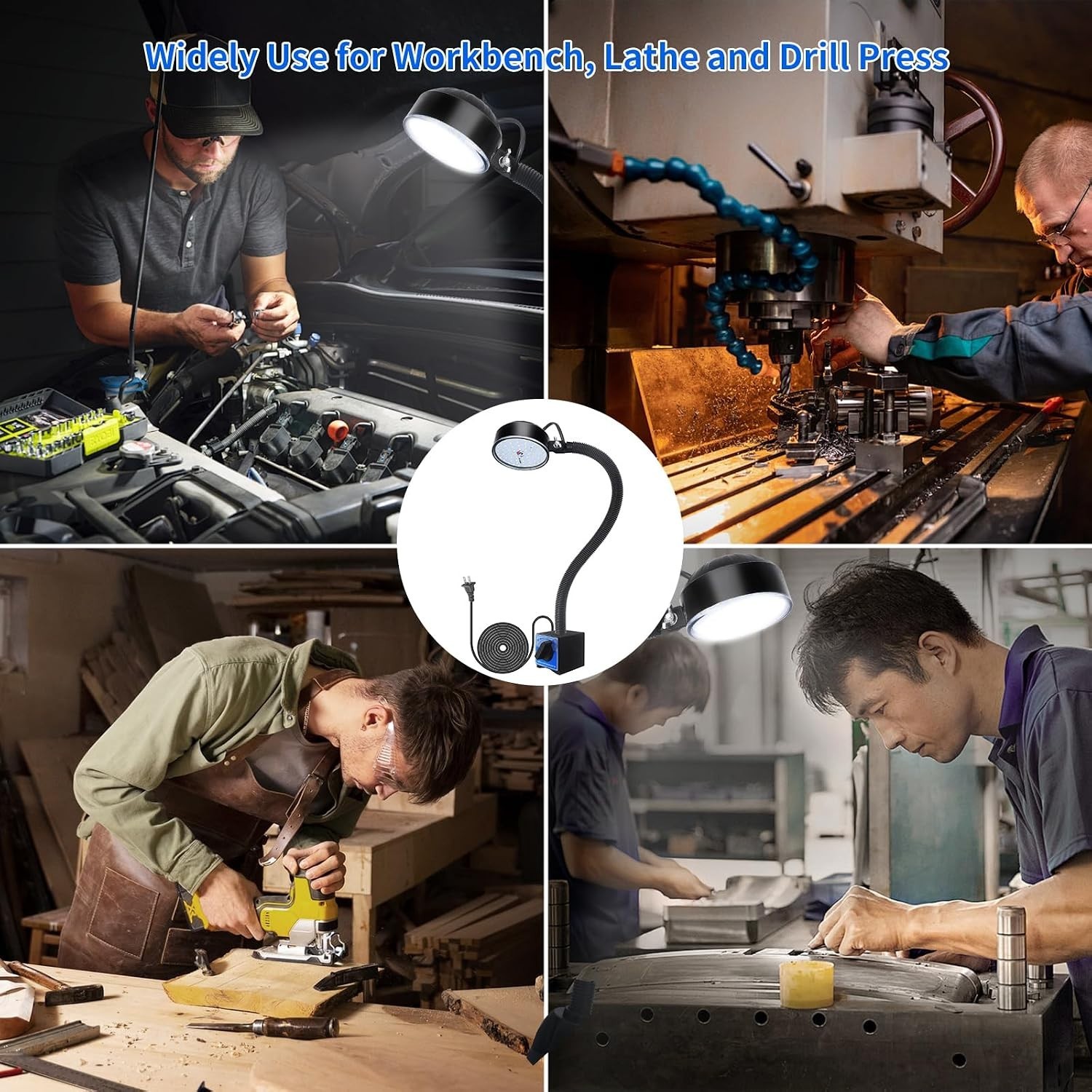 Magnetic Work Light, 2000 Lumens LED Machine Light with 20 in Flexible & Magneti