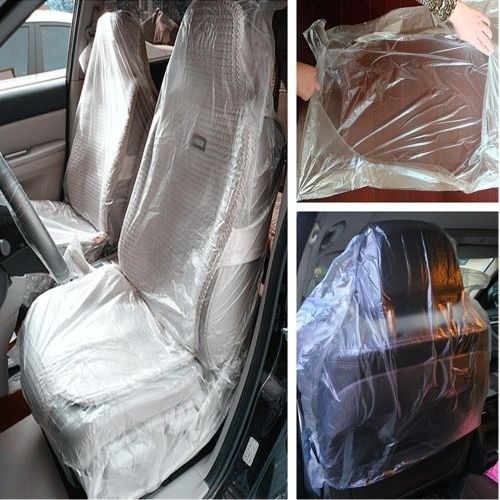 Car Disposable Plastic Seat Covers Vehicle Protector Mechanic Valet Pet 	100PCS