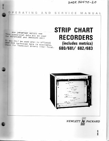 Original Hewlett Packard Strip Chart Recorders 680/681/682/683 Op&Svc Manual