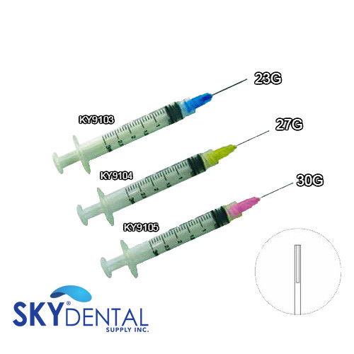 Endodontic Endo Irrigation Syringes Combo Kit  3CC Gauge 23 27 30 G (100 pcs )