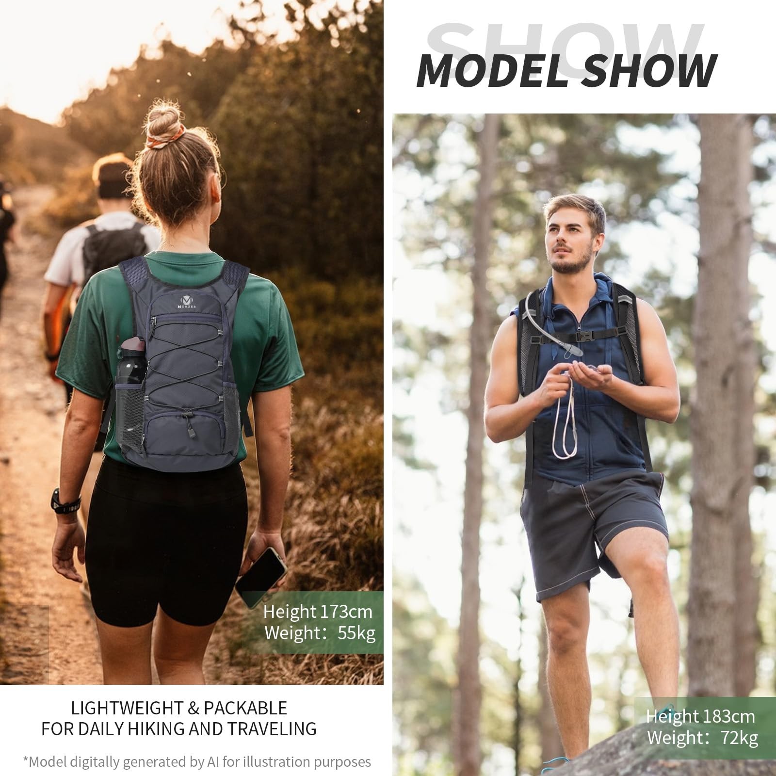 15L Lightweight Foldable Backpack Water Resistant Packable Daypack for Travel...