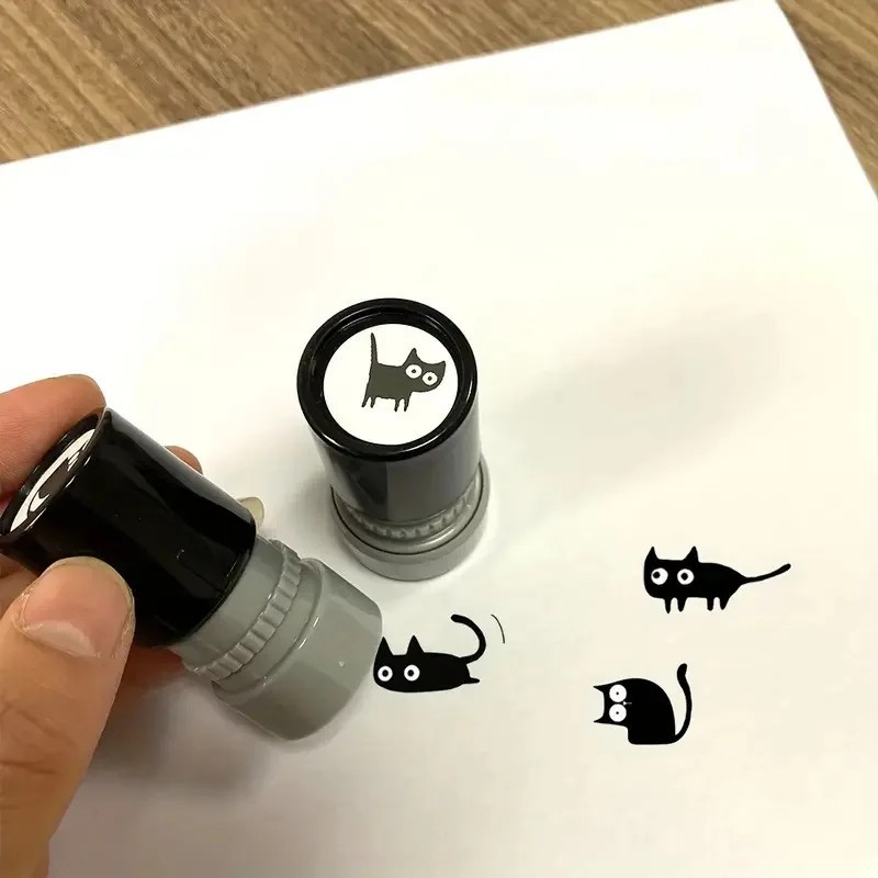 1pc 4 Styles Cute Cartoon Stamps Lovely Small Black Cat Stamp DIY