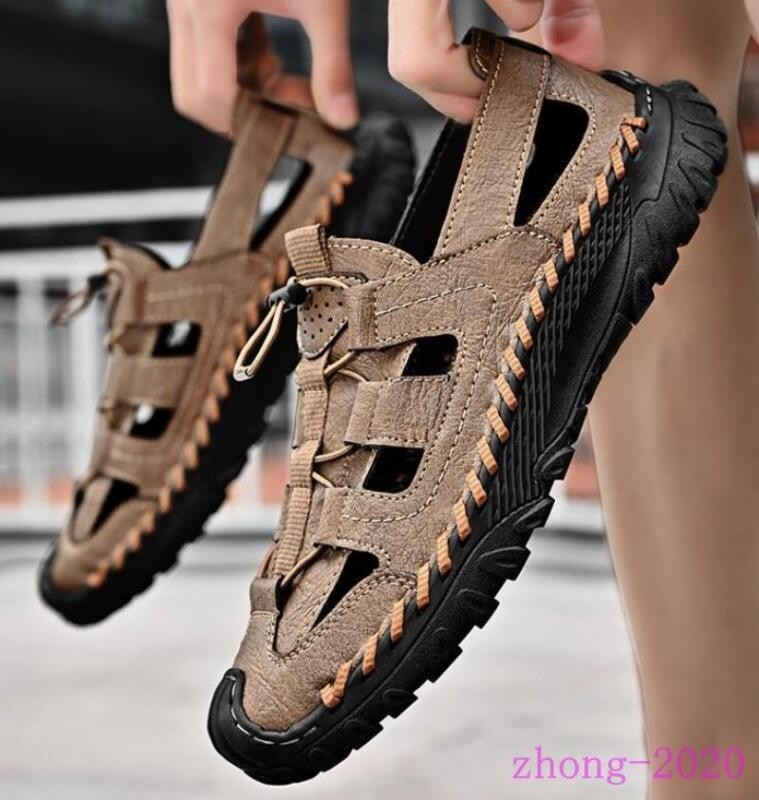 Chic Mens Casual Outdoor Handmade Sandals Hollow Out Breathable Closed Toe Shoes