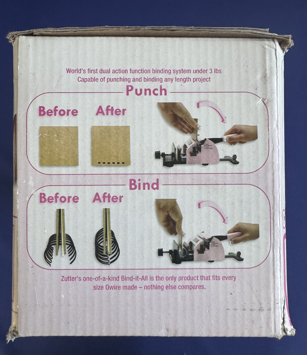 ZUTTER Bind All v2.0 Pink Scrapbooking Project Cover Spiral Binding Machine New