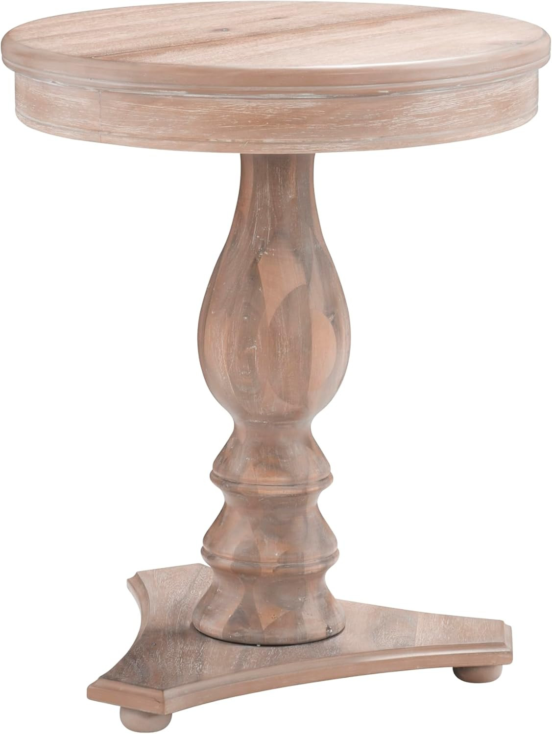 Finley Natural Pedestal Accent Side Table with round Top