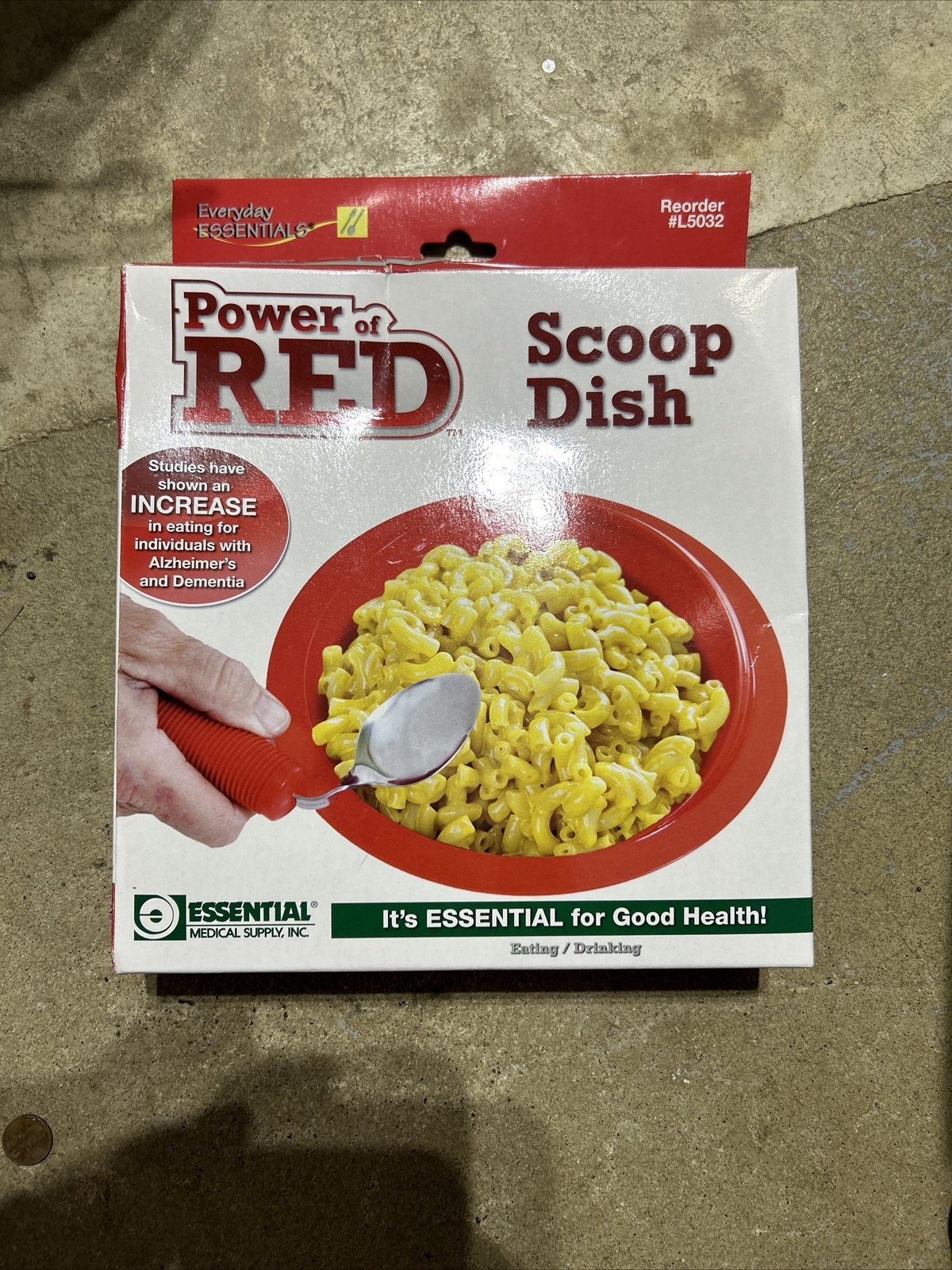Essential Medical Supply Power of Red Scoop Dish for Alzheimers and Dementia NIB