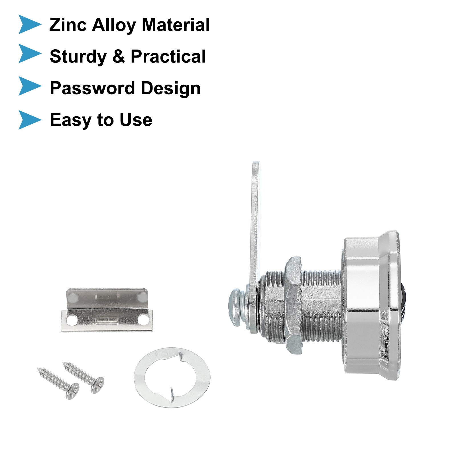 2pcs 13/16" Wardrobe Cylinder Lock with Code, Silver
