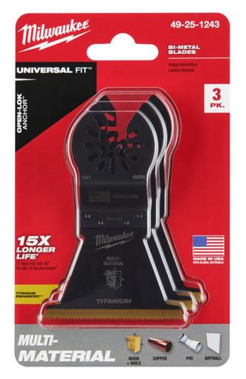 Milwaukee 3 Pack 2-1/2" Titanium Multi Tool Osciilating Blades 49-25-1243