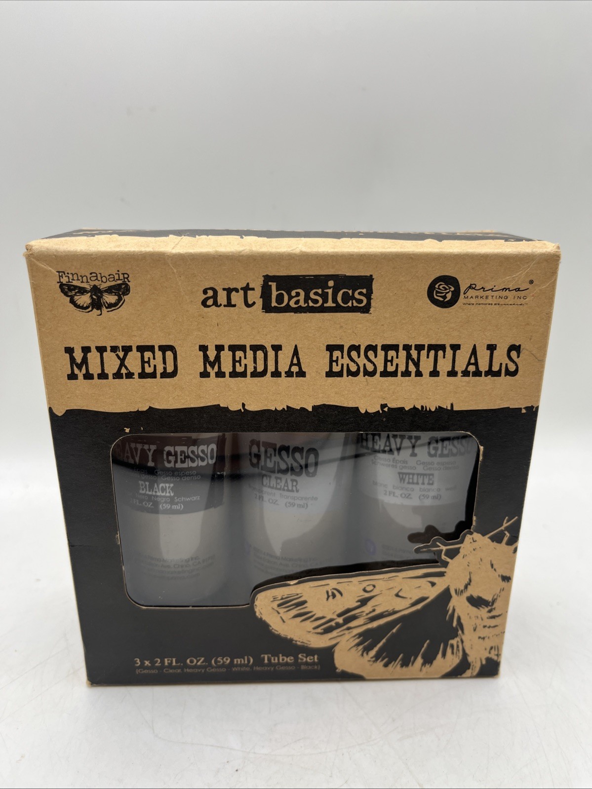 New Prima Marketing Gesso 2oz. X 3 Tube Set Finnabair Art Basics Mixed Media Ess