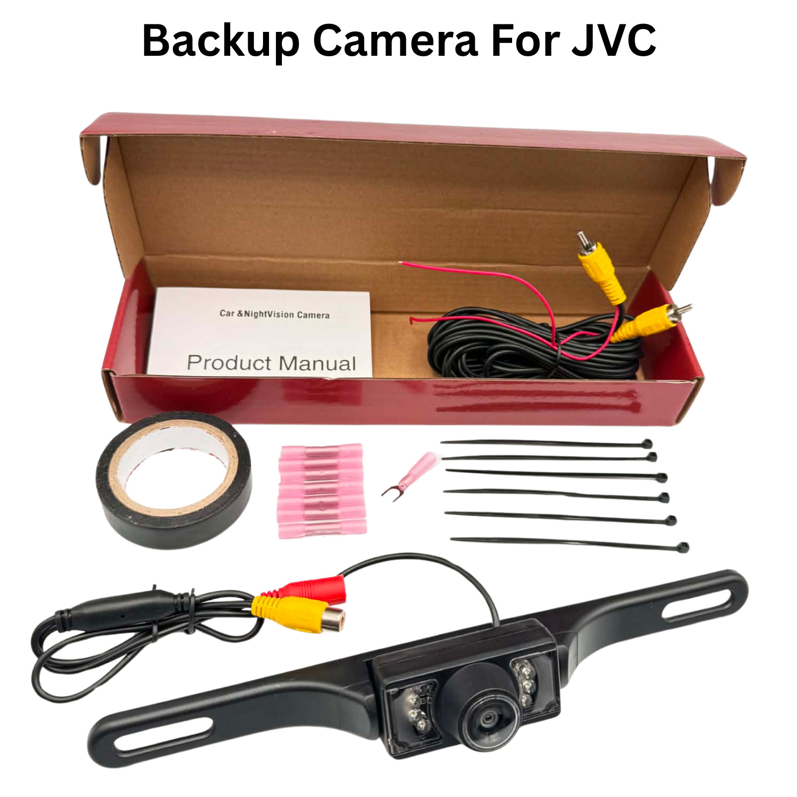 Rearview Backup Plate Camera for JVC KW-V21BT KWV21BT Install Kit