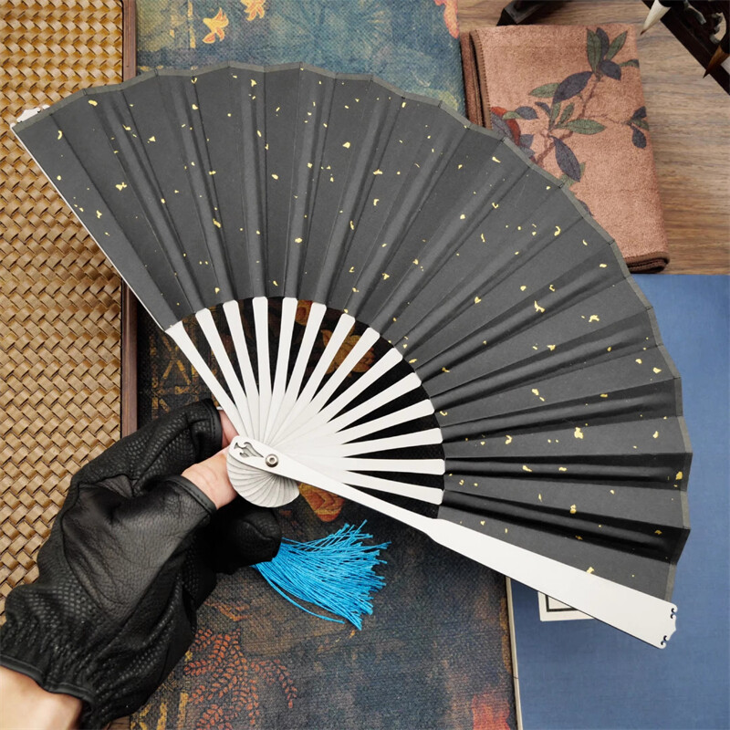 6'' Titanium Alloy Folding Fan Martial Arts Portable Carving Kung Fu Tai Ji New