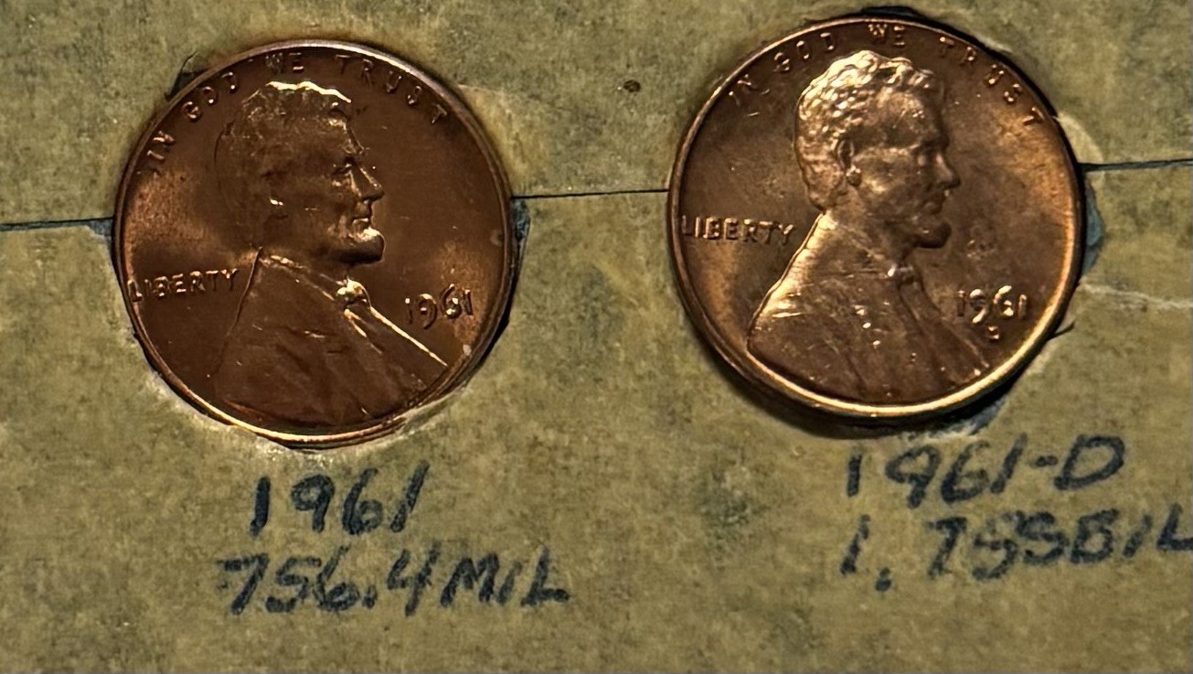 US Coins 1961 P D  Lincoln Cent  (2 Coins)