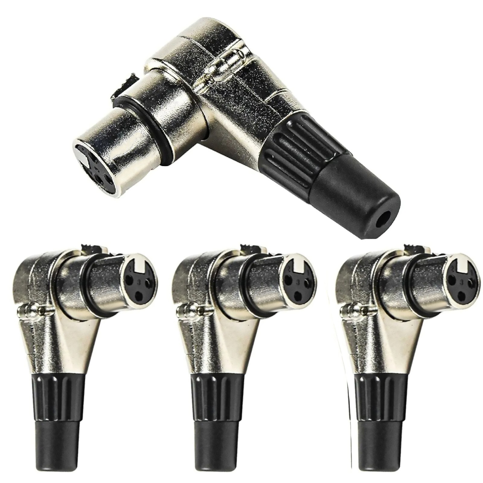 4Pcs Adjustable Right Angle 3 Pin XLR Female Connector Positions Adapter