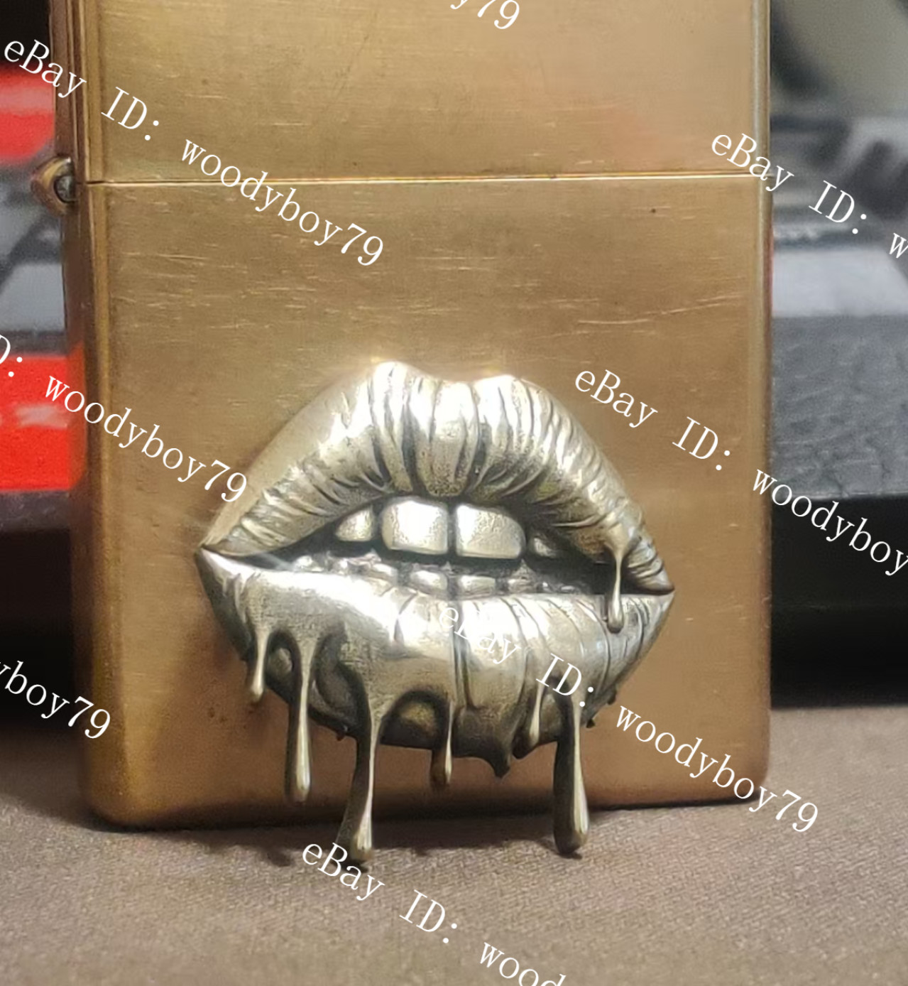 1 piece Lighter accessories Brass Sexy Dripping Lips DIY sticker