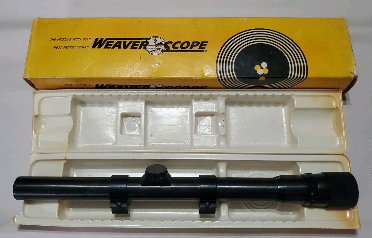 Vintage Weaver V22 Rifle Scope 3-6 Power With Rings Made In USA With Box