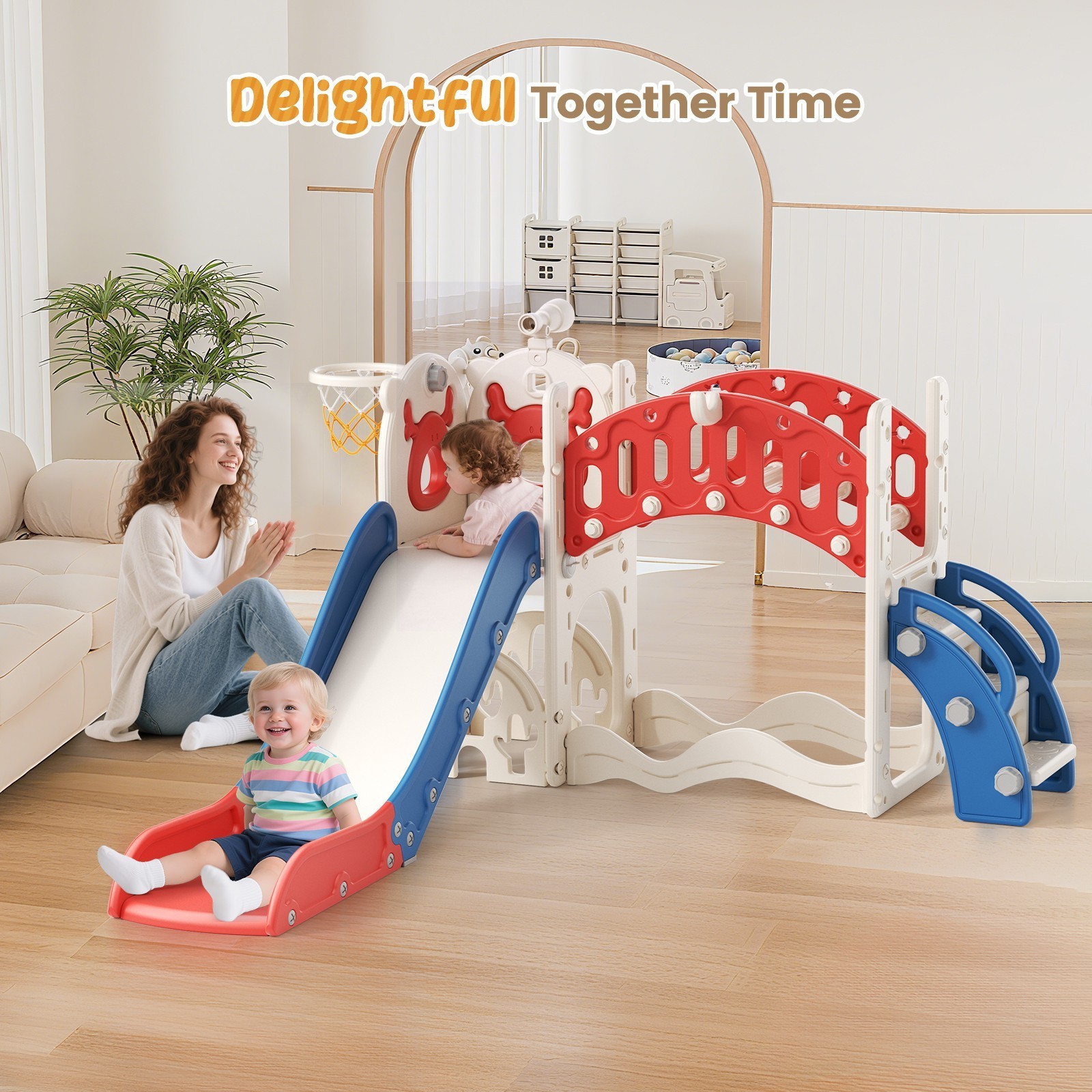 10 in1 Kids Slide Climber Playset Indoor Outdoor Freestanding Playground Toddler