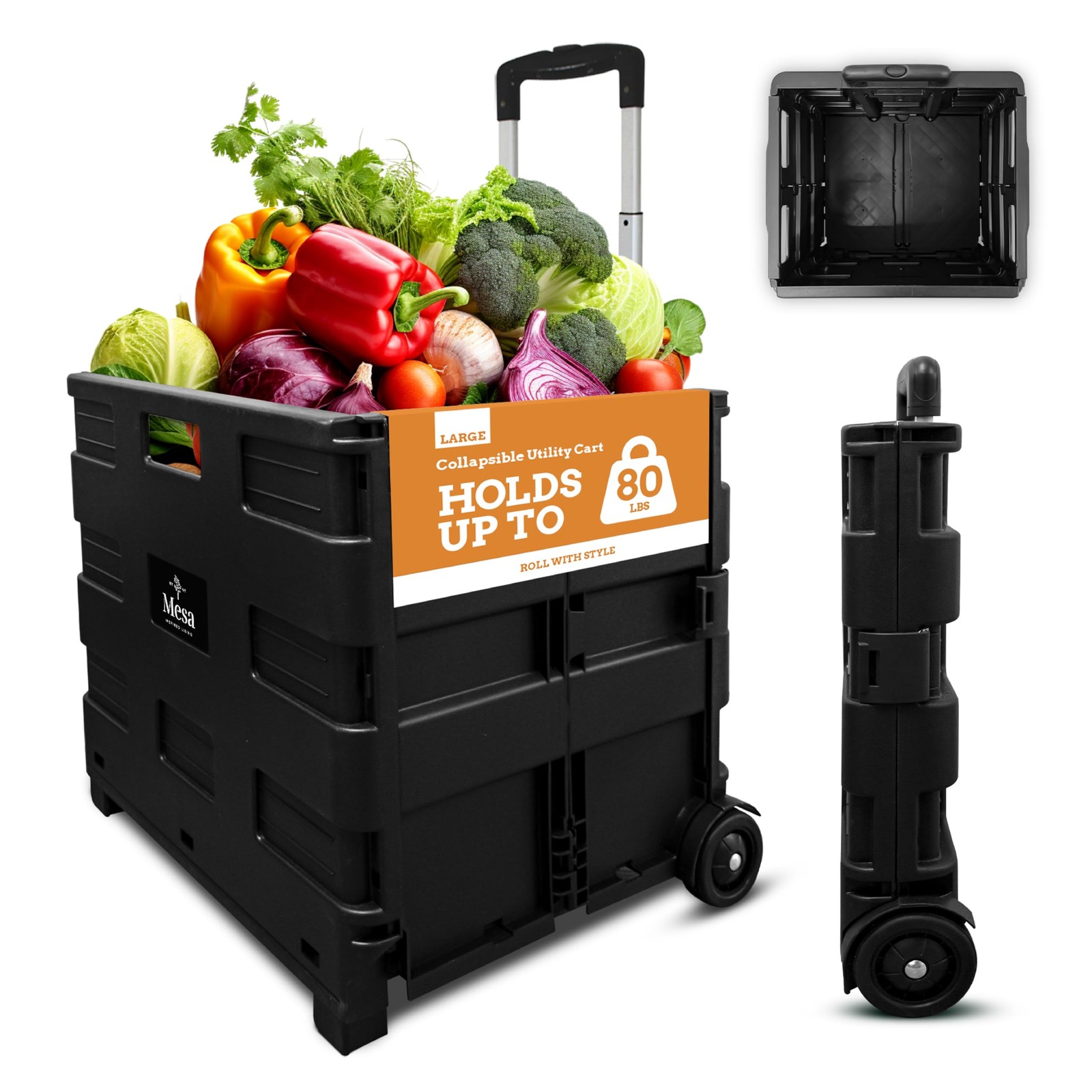 Collapsible Ultra-Slim Pack-N-Roll, 2 Wheel Utility Cart , With Telescopic Ha...