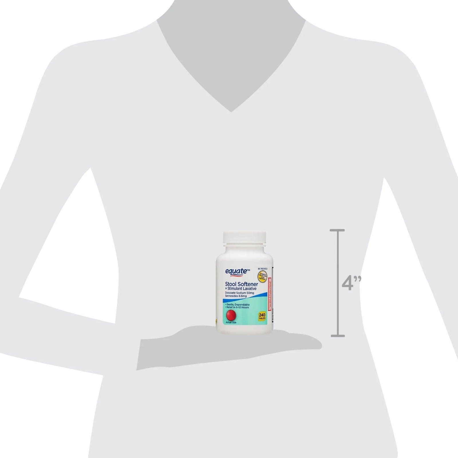 Equate Stool Softener Plus Stimulant Laxative Tablets for Constipation, 240