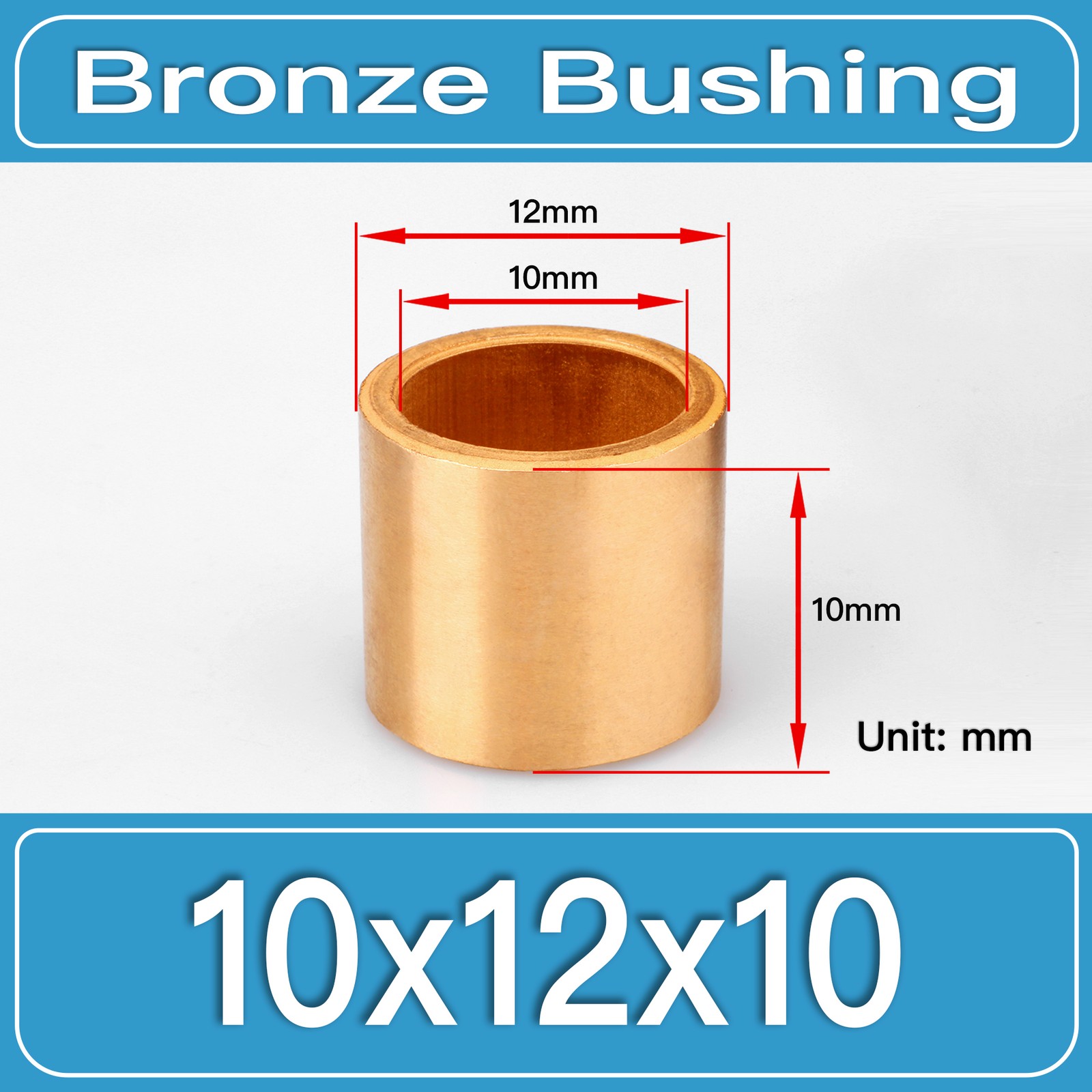 10x12x10mm SAE841 Sintered Bronze Self-Lubricating Sleeve Bushing 10PCS