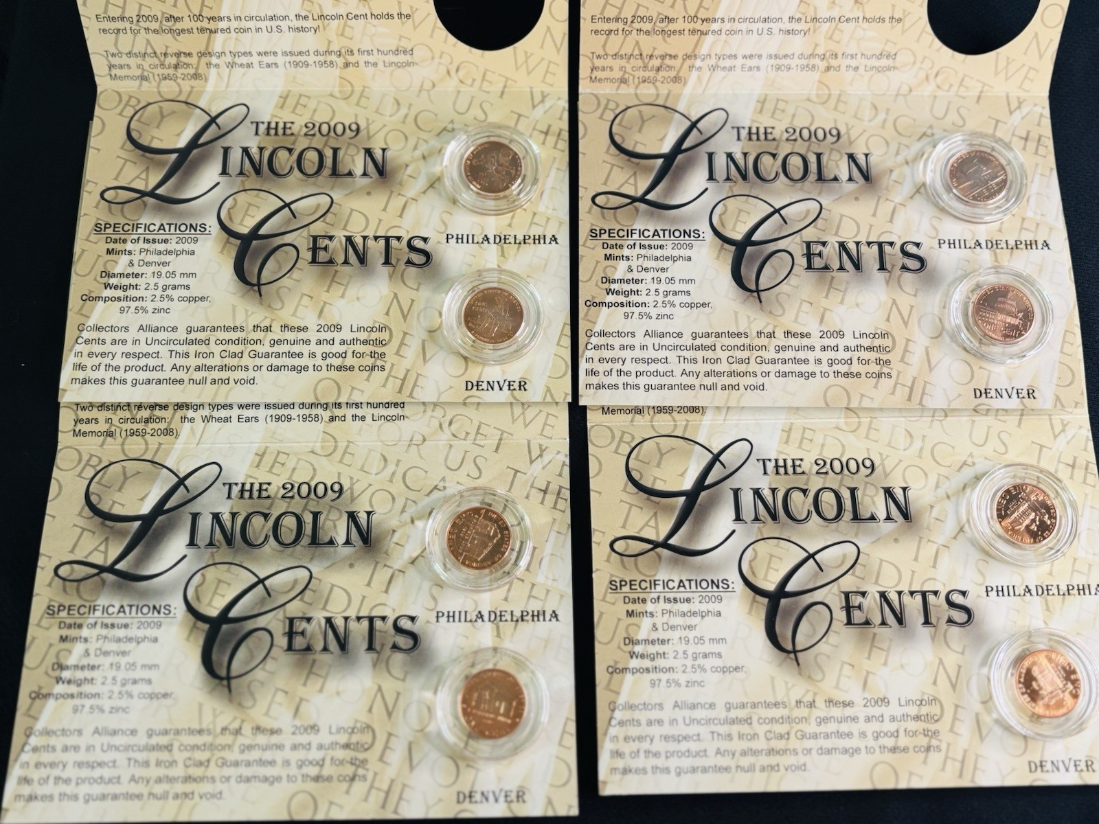 Definitive 2009 Penny Collection - All 4 Series Of The Lincoln Bicentennial Set