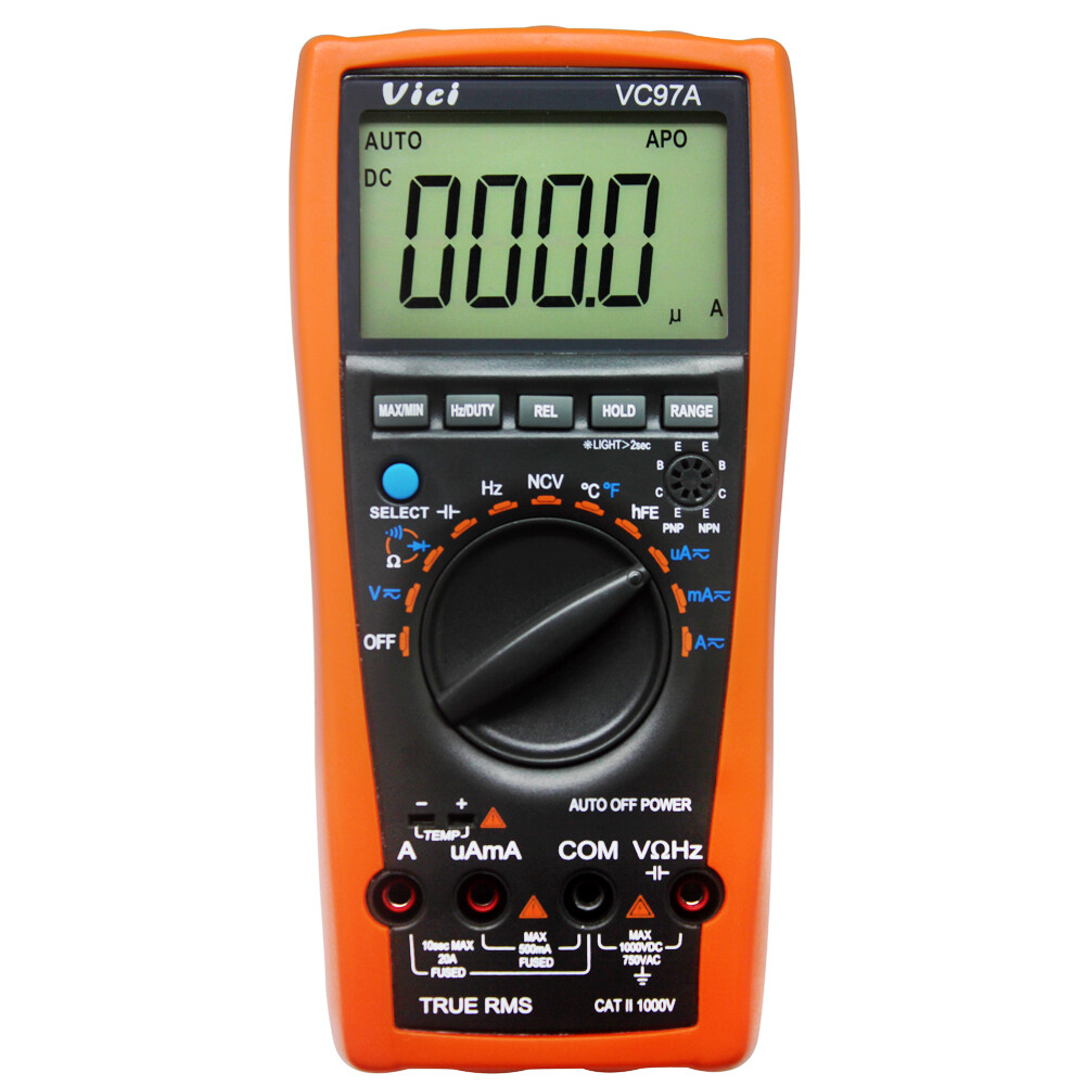 AideTek VC97A Auto range multimeter tester T-RMS back light current buzz hold US