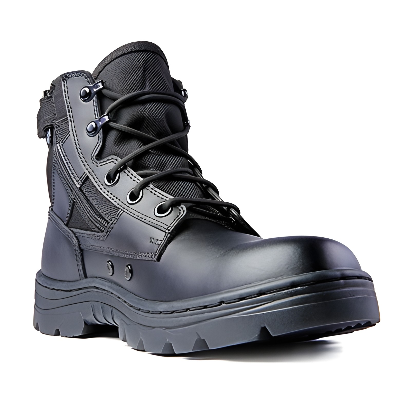 Ridge Footwear Men's 6" Leather Non-Slip Tactical Military Work Boot Black 4205