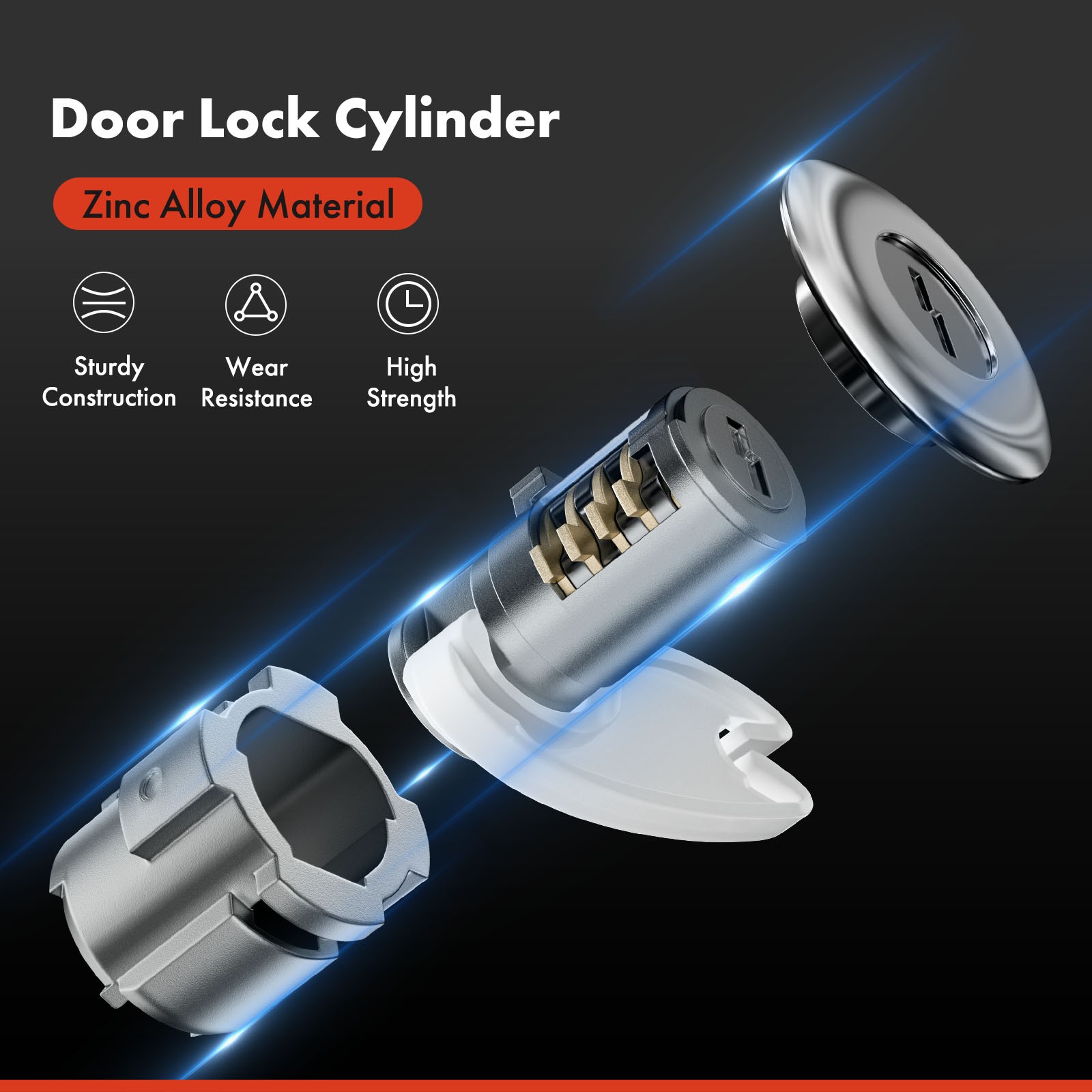 5x Door Lock Cylinder Set for Chevy Express 1500 GMC Savana 1500 01-07 w/ 2 Keys