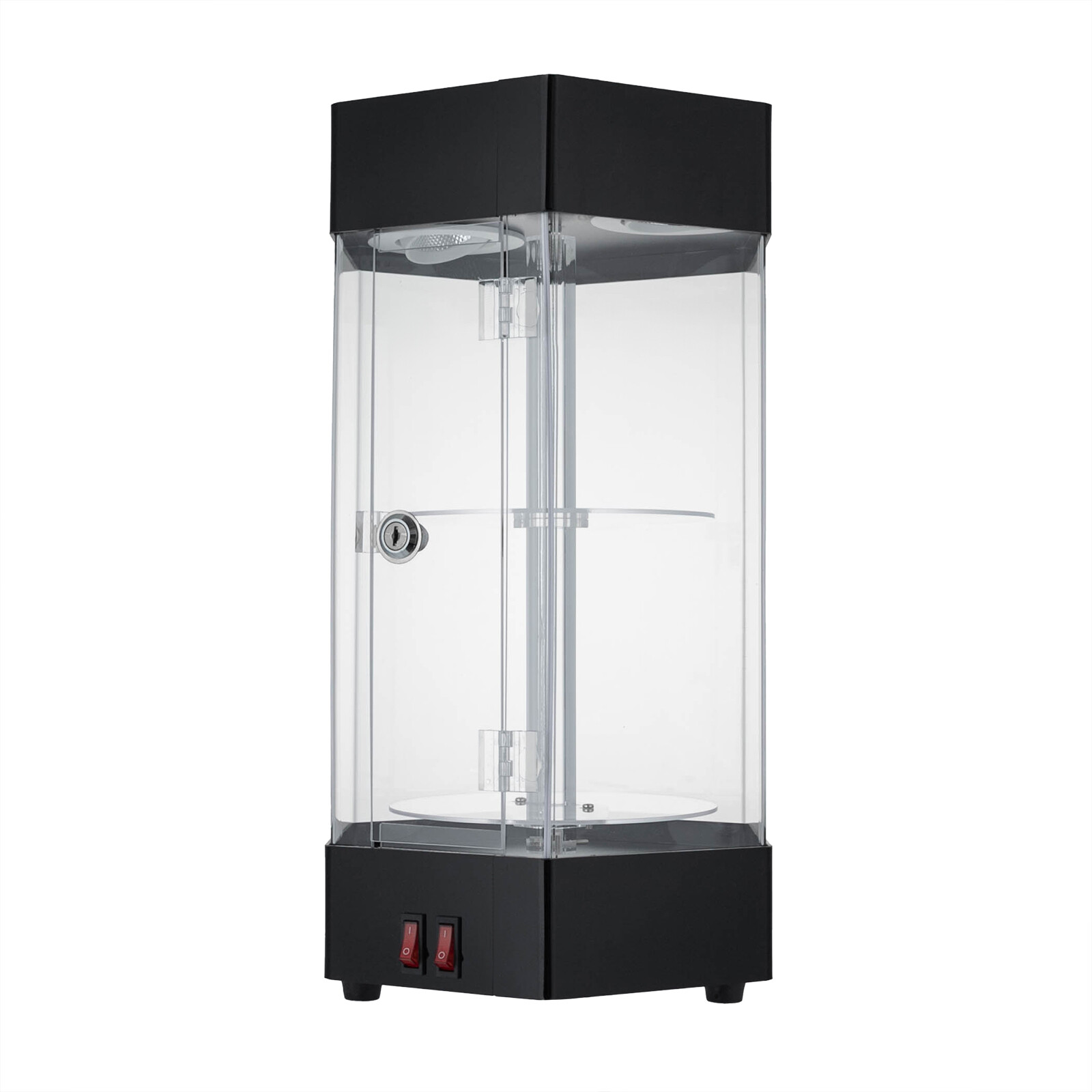 Hexagonal Display Case Electric Rotating Clear Display Case W/ 2 LED Lighting US