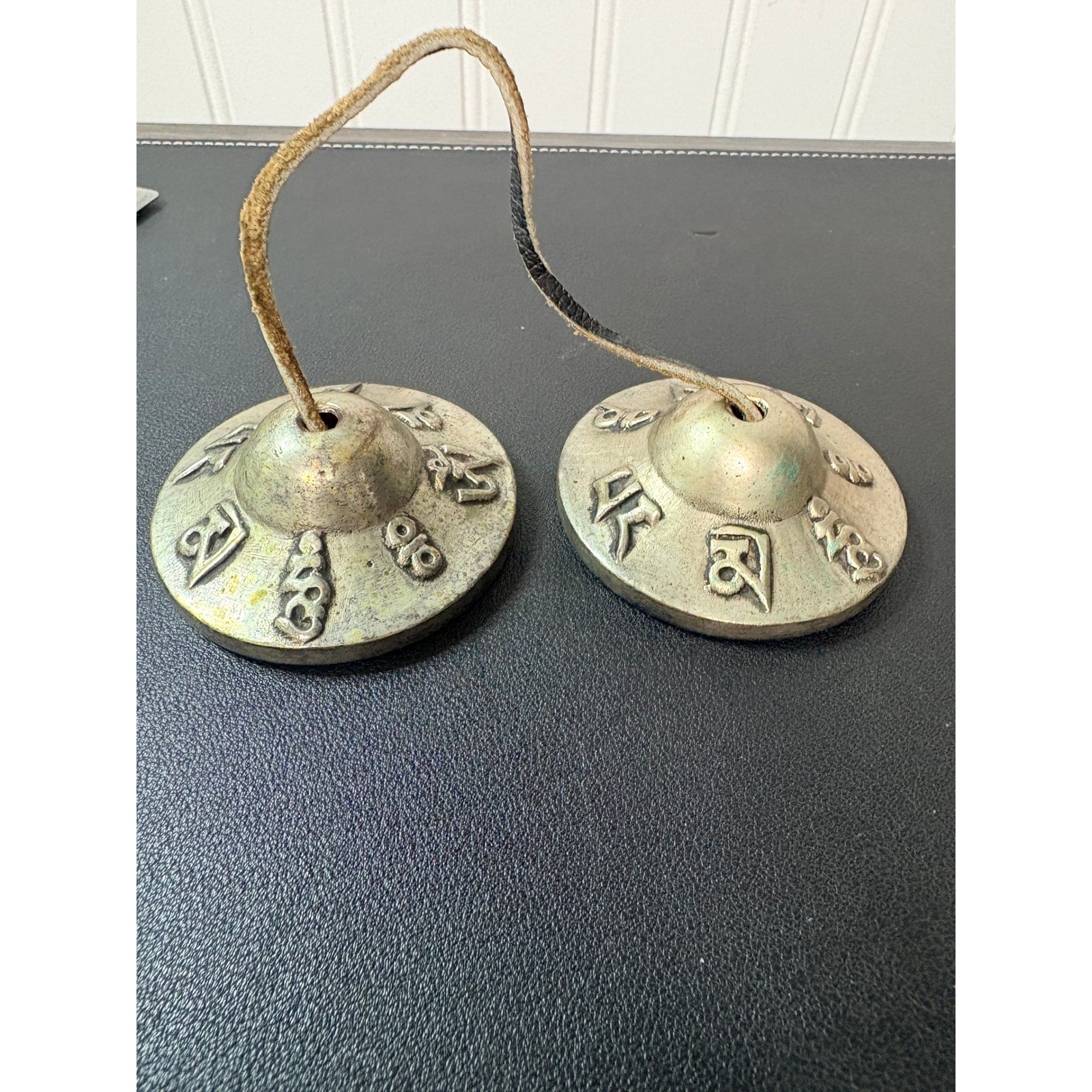Tibetan Tingsha Meditation Bells Embossed Mantra Yoga Sound Healing Cymbals 2.5"