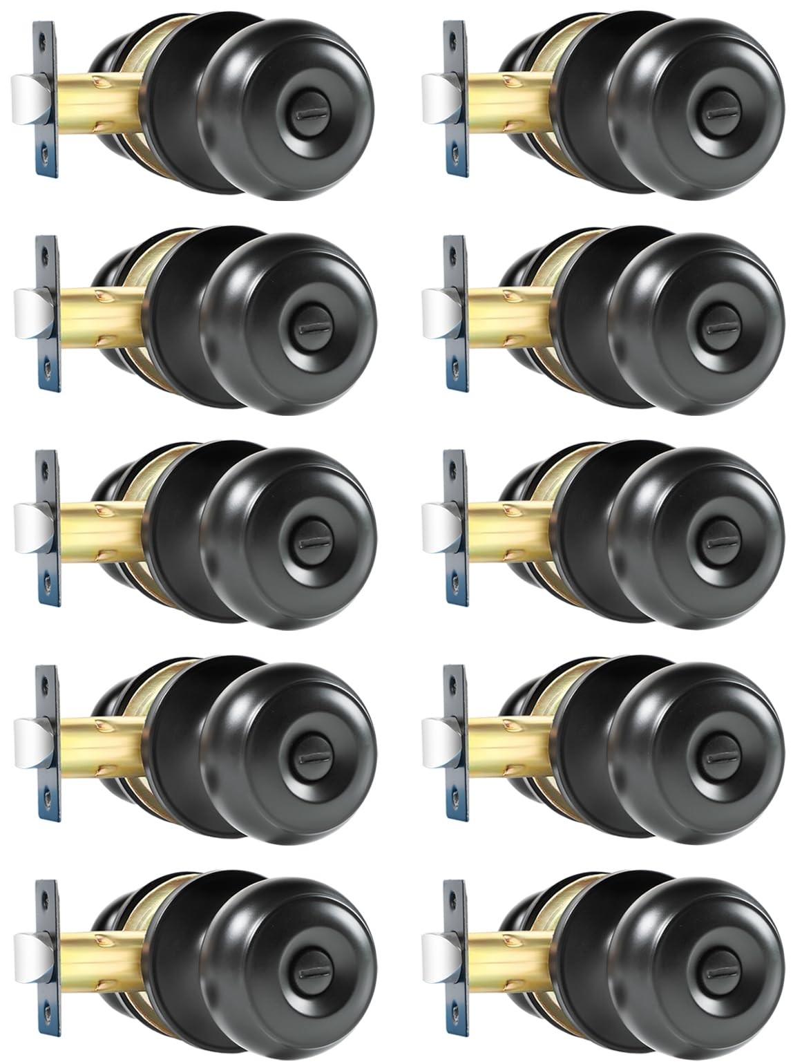KAMOTA Privacy Door Knobs, 10 Pack Matte Black 10 Pack,