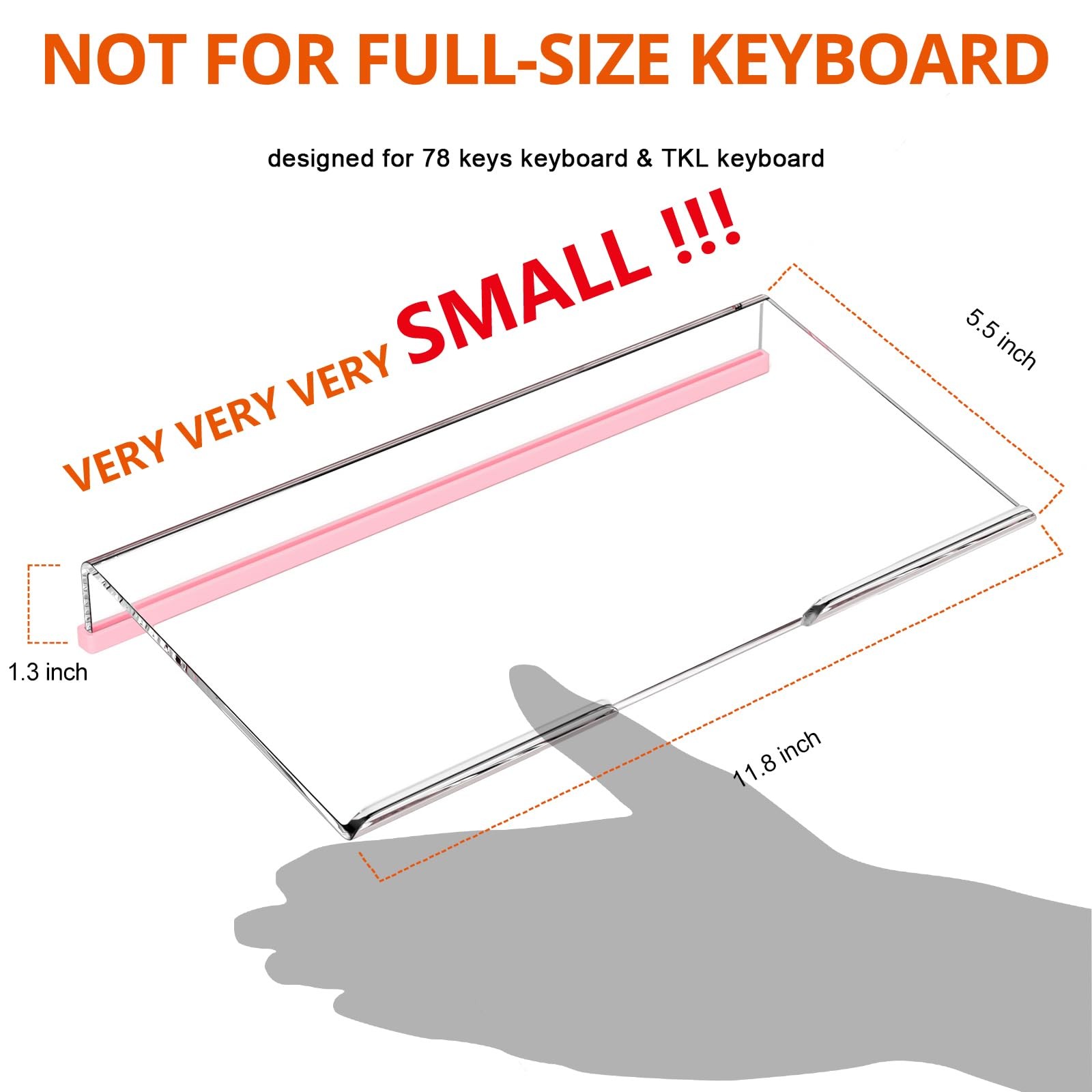 Acrylic Keyboard Stand, 11.8" Desktop Riser for 78~Key Compact Keyboard