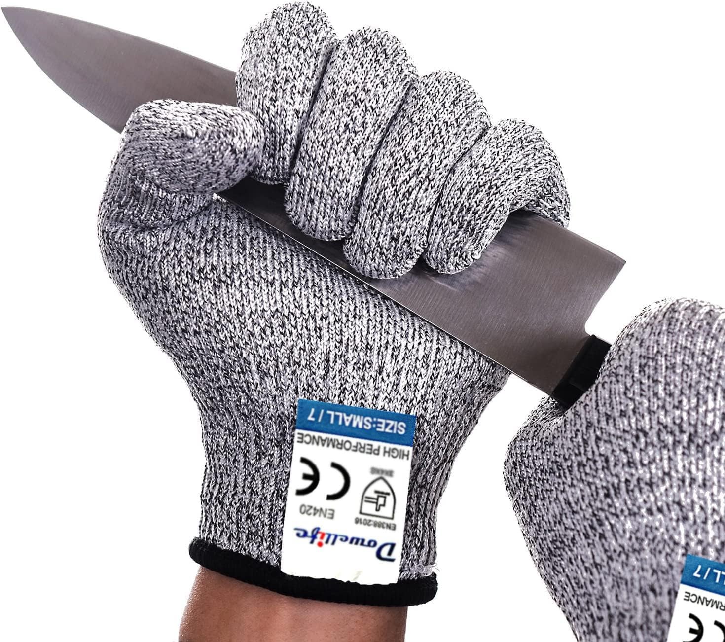 Dowellife Cut Resistant Gloves Food Grade Level 5 Large (Pack of 1), Grey
