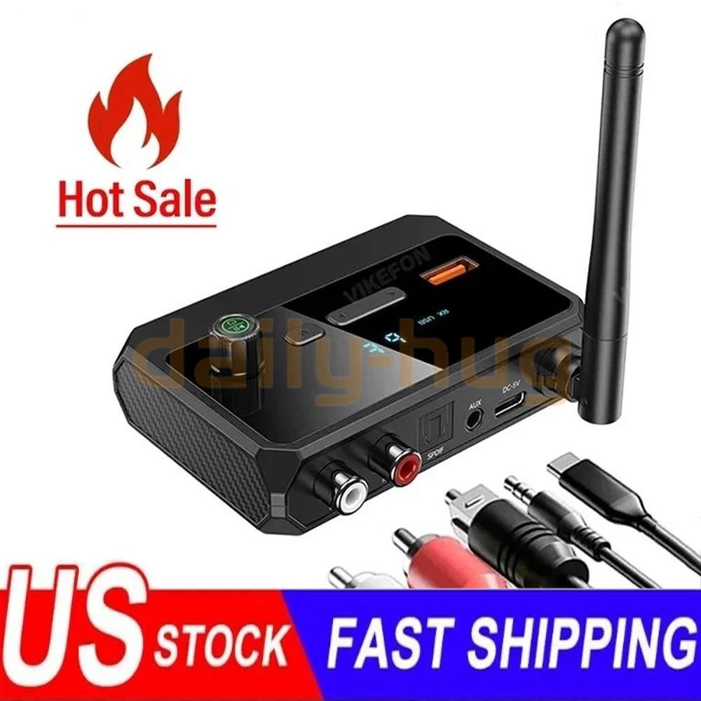 Bluetooth 5.3 Home Stereo Audio Receiver AUX USB Optical HD Music to RCA Adapter