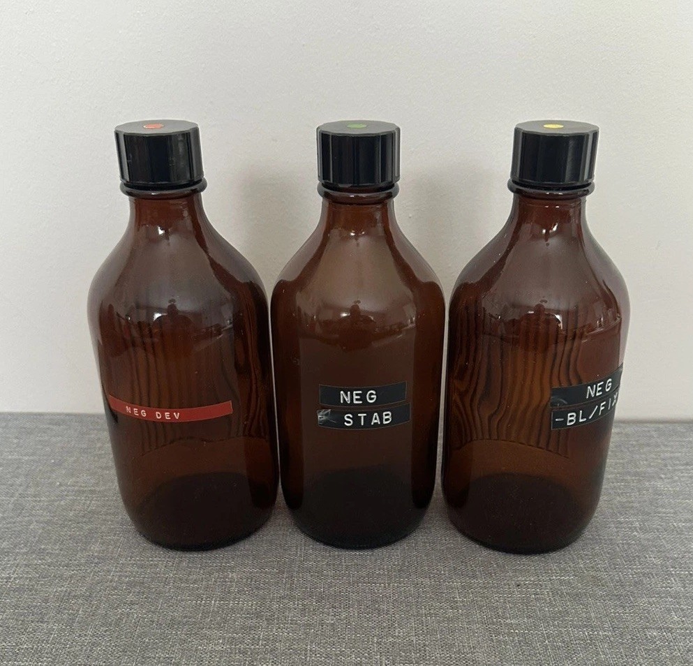 Amber Glass Chemical Bottles for the Darkroom photography 500ml x3
