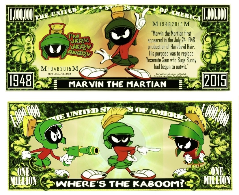 Pack of 50 Marvin the Martian Money Collectible Looney Tunes 1 Million Dollars