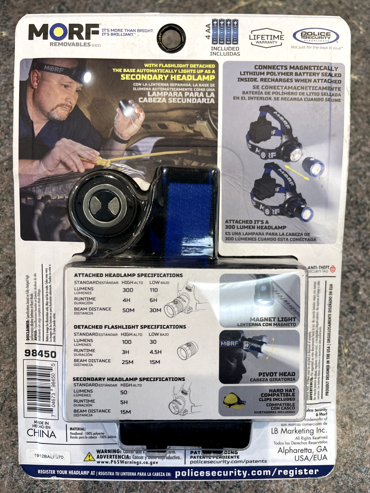MORF REMOVABLES 300 LUMEN HEADLAMP
