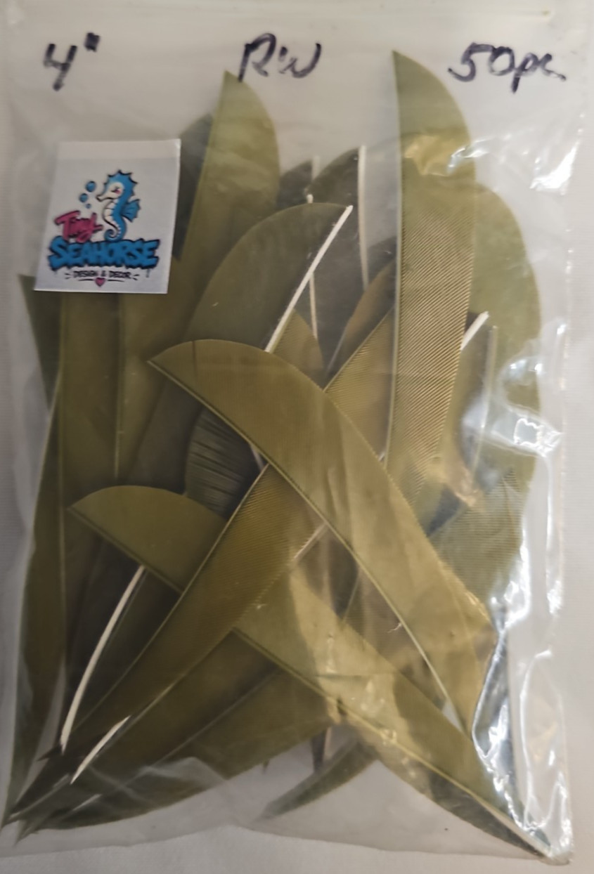 50 New 4" RW Gateway Parabolic Arrow Feathers Olive Green Fletching