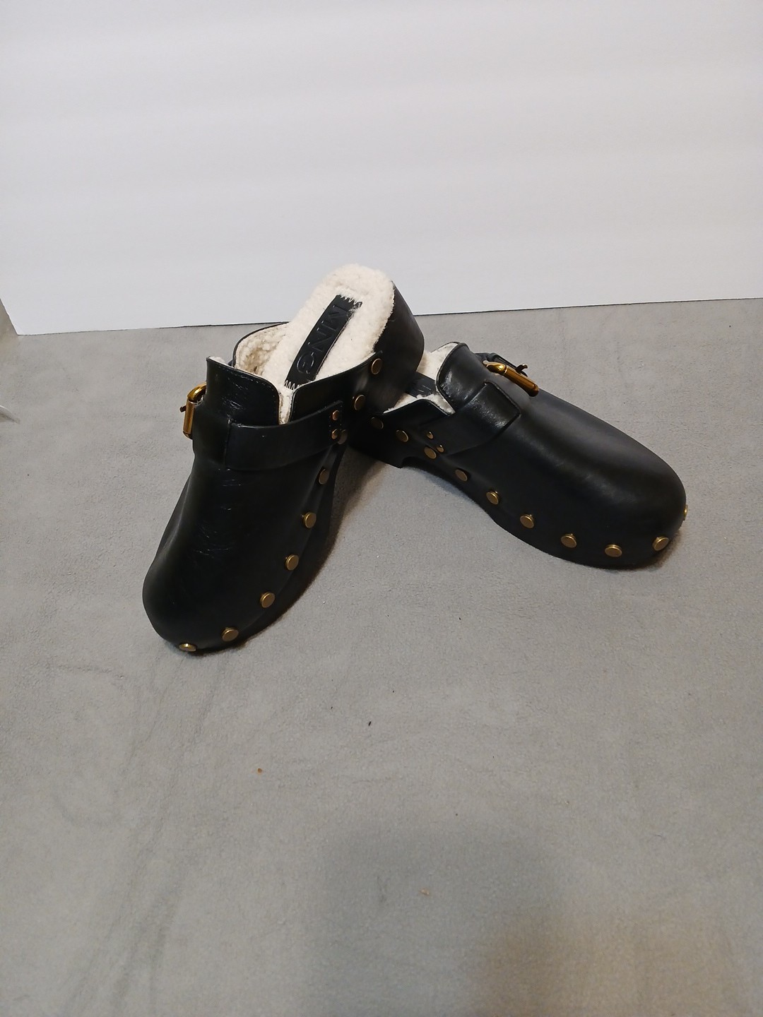 Mong Women's Black Mules Size 38 Europe 7.5 Slip On Black