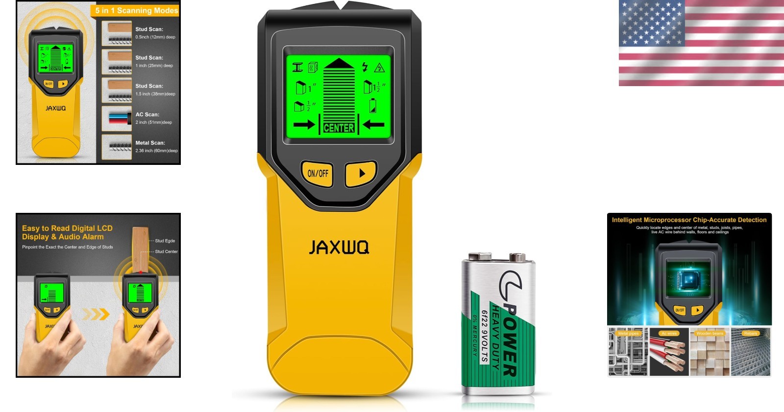 Battery-Powered Stud Finder with Microprocessor Chip for Quick Detection